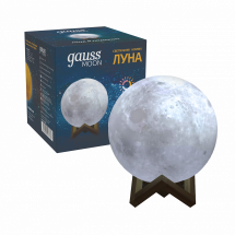 Светильник настольный Gauss NN001 3D Луна 1W 5V Li-ion 450mA D10см белый LED 1/6/24